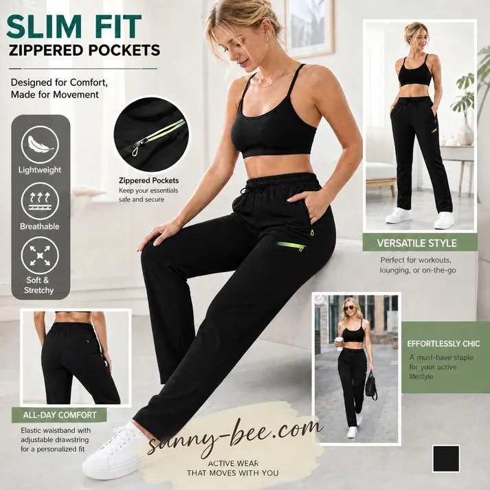 🔥Womens Straight-Leg Cargo Trousers – Elastic Waist, 6-Pocket Casual Pants for Work, Travel  Everyday Wear 👖✨