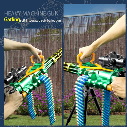 Toy gun EVA soft bullet Gatling heavy machine gun 24 rounds of ammunition belt built-in rechargeable