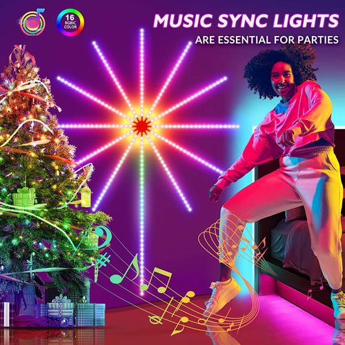 Smart RGB Music Sync LED Strip Lights with APP & Remote, Color Changing Sound Activated Light for Party Christmas Home Decor