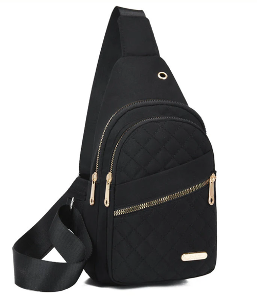 Multi-Pocket Lightweight Metal Zipper Chest Bag with Data Cable Hole