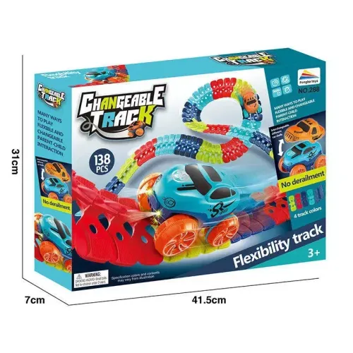 Rechargeable Anti-gravity Assembled Track Car LED Light-Up Race Car Flexible Changeable Magic Race Car Track Set Gift for Kids