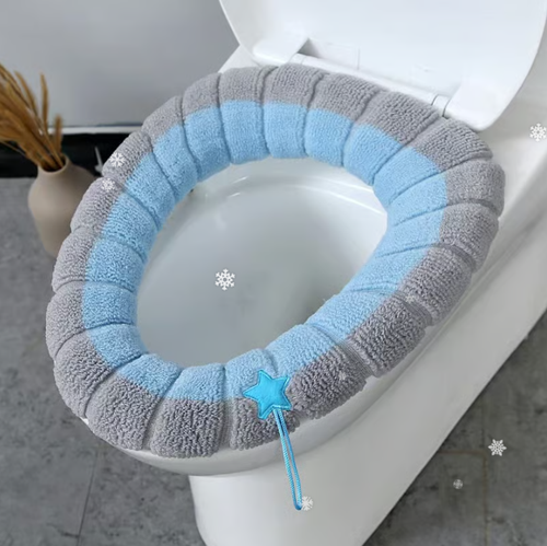 2pcs Bathroom Soft  Warmer Stretchable Washable Toilet Seat Cover Pads