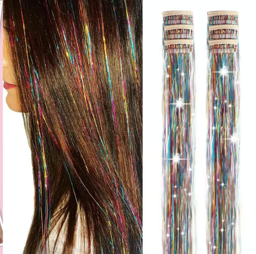 🔥12 PCS Clip in Hair Tinsel 20 Inch Glitter Tinsel Hair💥