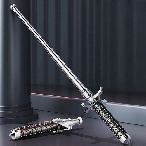 Three Section Foldable Portable Expansion Swinging Stick Steel Tip Rubber Handle Alloy