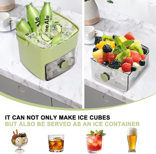 Ice Cube Maker with Storage – 48 cubes at once, leak‑proof lid. Stackable, saves space. Includes ice scoop & tong. A summer essential. 🏖️✅