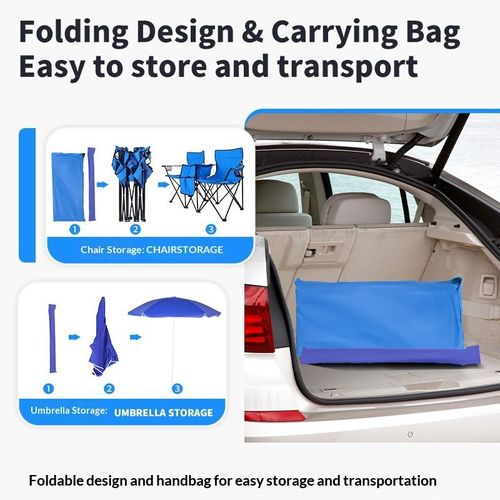 Portable Luxury Double Seat Reclining Folding Beach Camping Chairs Removable Umbrella Thickened Sunshade Stainless Steel Frame