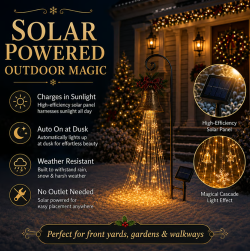 🎄 Solar garden light （Christmas bell cascade）✨