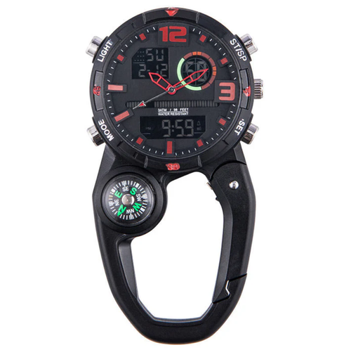 Round Screen Outdoor Carabiner Watch with Compass