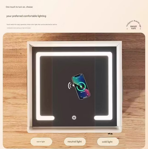 Smart bedside table with integrated safe