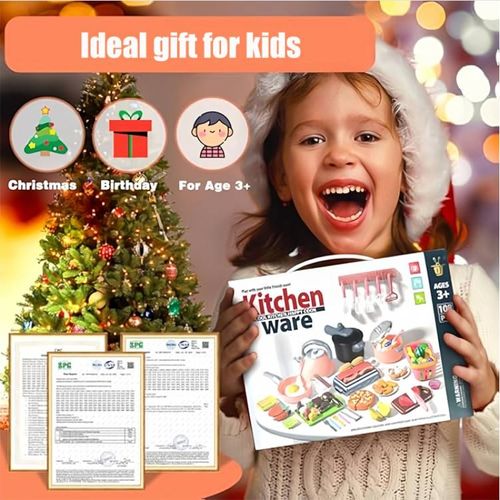 81pcs👶Children's pretend kitchen utensils set for cutting vegetables, cooking and preparing rice, small kitchen toys