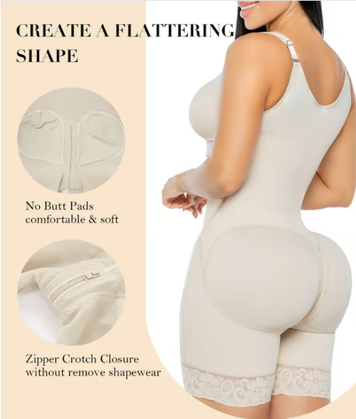 Shapewear, one-piece bodysuit with zipper, tight crotch, tummy control, butt lifting, body shaping, slimming and shaping