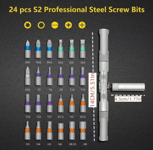 🔥24 in 1 DlY Screwdriver Set Magnetic Compact and Portable Ratchet Screwdriver