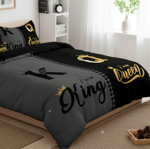 👑3-Piece King & Queen Couple's Cover Set