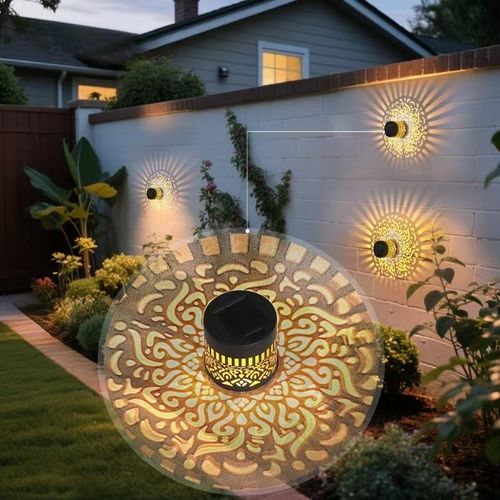 Stainless Steel LED Outdoor Garden Solar Wall Lamp Sunflower Design with Led Light for Landscape Lighting（2PCS）