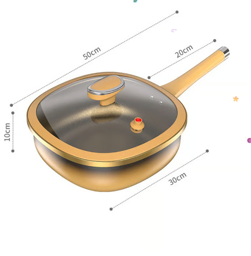 30 cm titanium alloy flat-bottomed pan, wok, non-stick pan, three-in-one