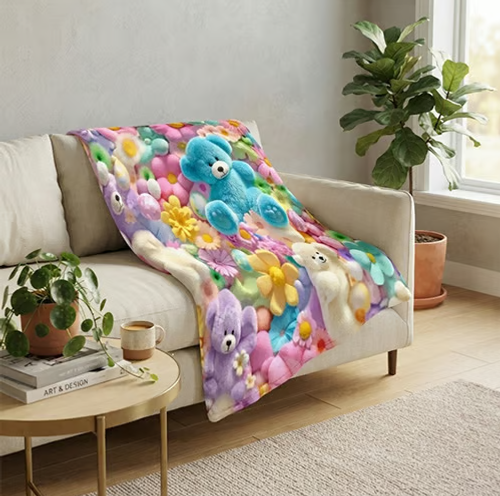 Floral Bear Blanket（1.5×2rice）