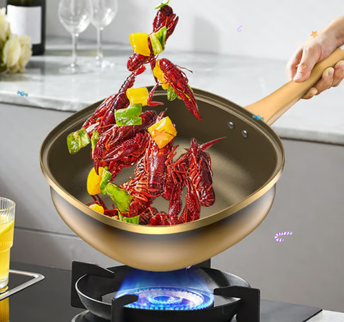 30 cm titanium alloy flat-bottomed pan, wok, non-stick pan, three-in-one