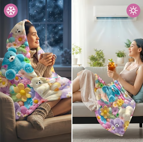 Floral Bear Blanket（1.5×2rice）