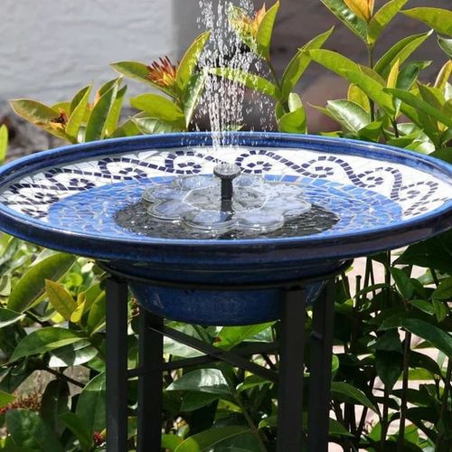Solar Fountain with Colored Lights