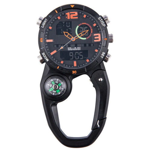 Round Screen Outdoor Carabiner Watch with Compass
