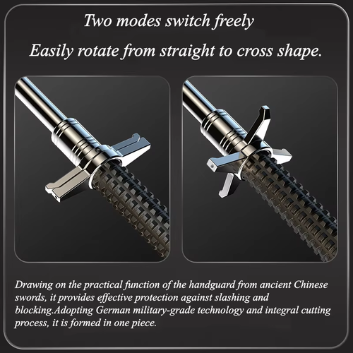 Three Section Foldable Portable Expansion Swinging Stick Steel Tip Rubber Handle Alloy