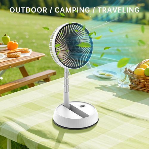 Portable Oscillating Standing Ventilation Fan Remote Control Foldable Design Rechargeable USB Battery Box Packaging Desk Fan for