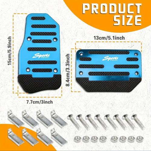 2pcs Car Pedal Pads Car Brake Pedal Pad Automatic Transmission Pedal Covers Replacement Kit Non-Slip Foot Pedal Covers Set Alloy Brake Gas Clutch Pedal Kits for Car SUV ATV