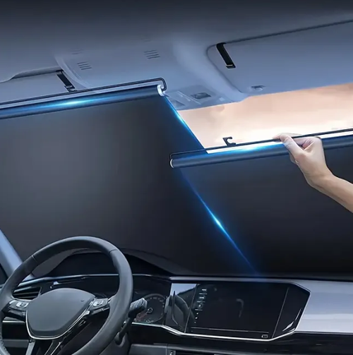 2 Pieces Automatically retract the car front windshield sun visor, foldable car sun visor