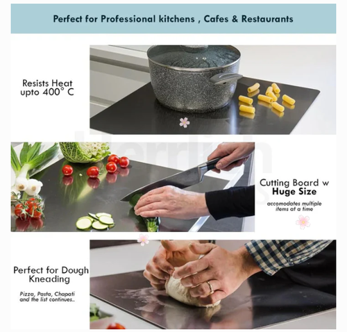 ✨ Stainless Steel Countertop Chopping Board – Hygienic, Knife-Friendly & Easy-Clean Surface 🍽️(40×50cm)