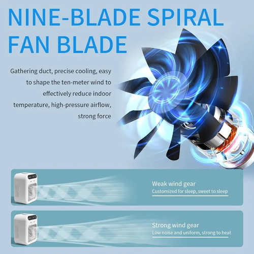 Portable Mini Air Conditioner air Cooler 1800mah USB Rechargeable Home Office Mist Fan Water Cooling Fan with 500ml Water tank