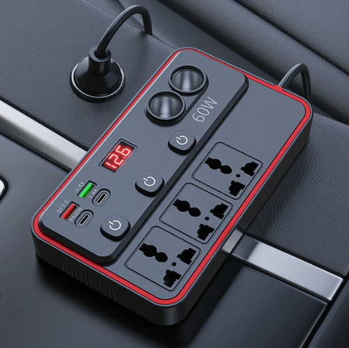 Multifunctional Car Charger with AC Outlets & USB