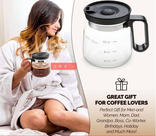 💖☕ 16 Oz Glass Coffee Mug – Coffee Pot Style