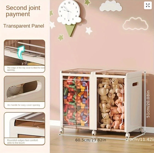 Multi-Use Foldable Transparent Storage Box with Wheels