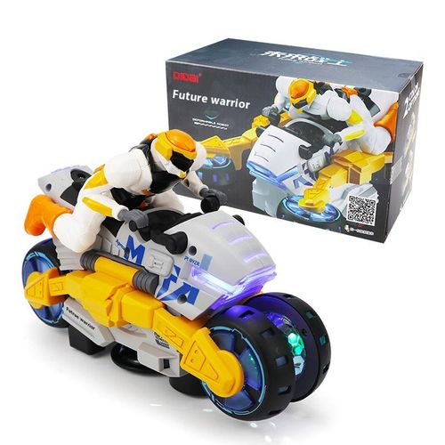 Kids' Electric Stunt Deformation Motorcycle Toy Plastic Shake-Rotating Light with Music Toy Robot for