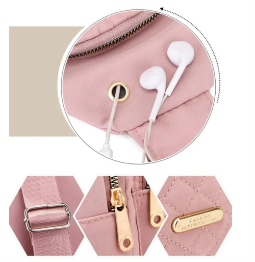 Multi-Pocket Lightweight Metal Zipper Chest Bag with Data Cable Hole