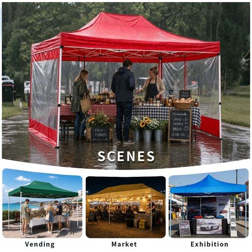 Waterproof and sun-protective pop-up folding outdoor tent, suitable for commercial events such as parties and weddings.