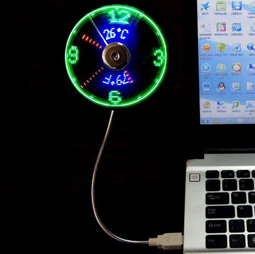 New USB Clock Fan with Real-Time Clock and Temperature Display Feature（2PCS）