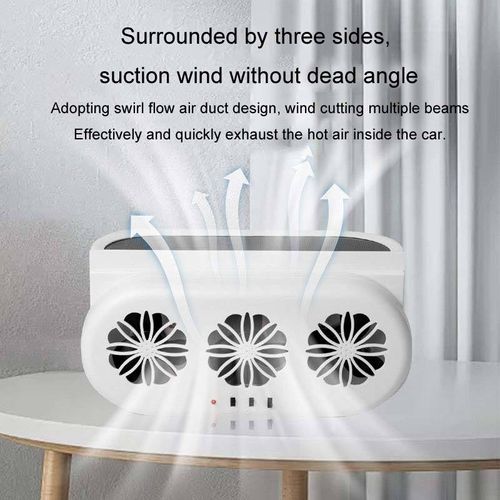 Solar Powered and USB Charging Car Window Exhaust Fan Air Circulation Cooler for Garage Outdoor RV Use
