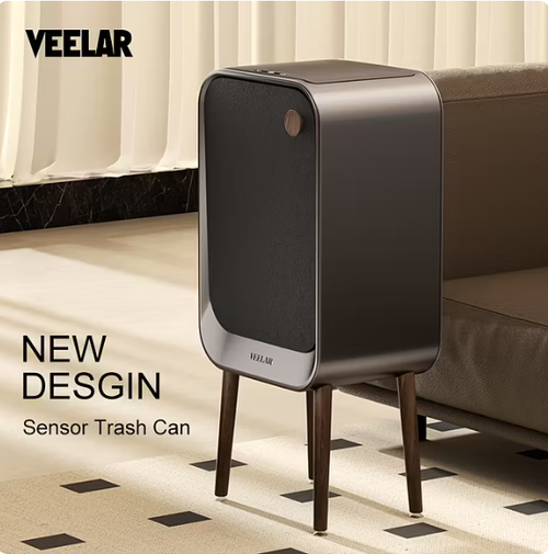 VEELAR's innovative design features a sensor-activated smart trash can made of high-quality 430 stainless steel.
