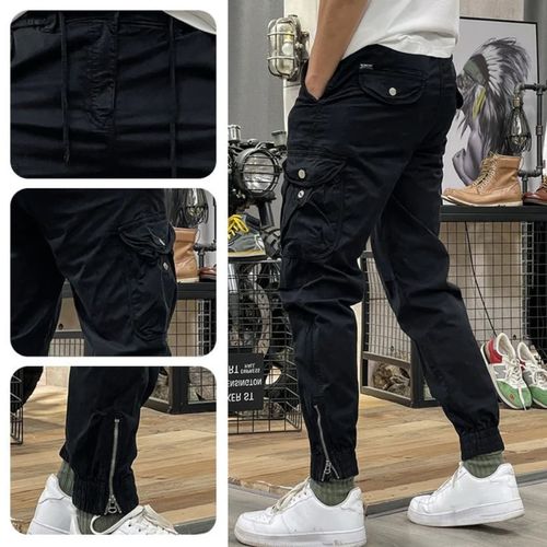 Men's Multi-Pockets Drawstring Elastic Waist Cargo Pants Regular