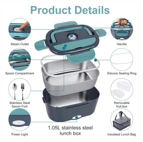 🖤2-in-1 Portable Dual Voltage Electric Lunch Box