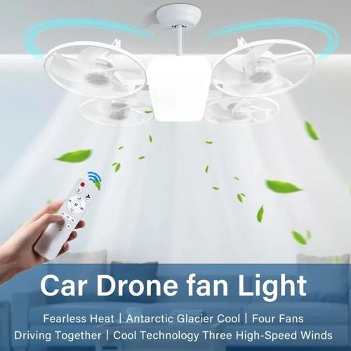 World's first drone fan light with three-level dimming and color adjustment, with remote control