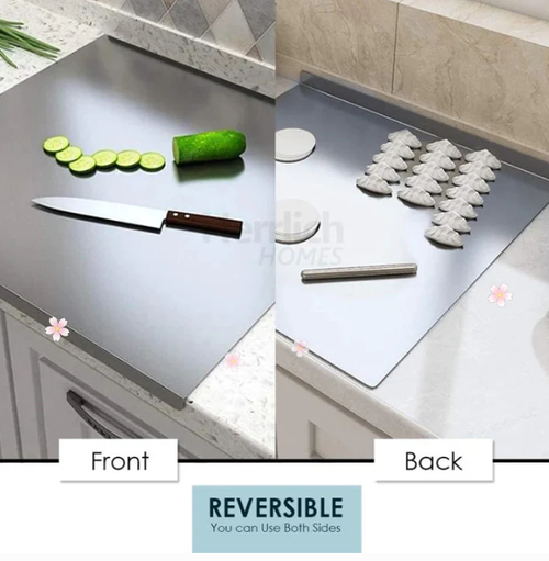 ✨ Stainless Steel Countertop Chopping Board – Hygienic, Knife-Friendly & Easy-Clean Surface 🍽️(40×50cm)
