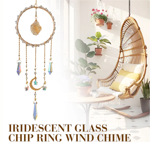 🔥Iridescent Glass Chip Ring Wind Chime