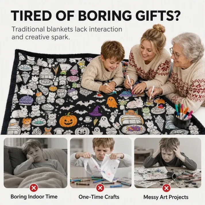 🎨Family DIY Coloring Blanket for All Ages🎁Perfect Gift For Family & Friends