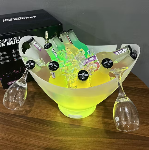 Ingot-shaped Bluetooth music ice bucket with large capacity and LED lighting