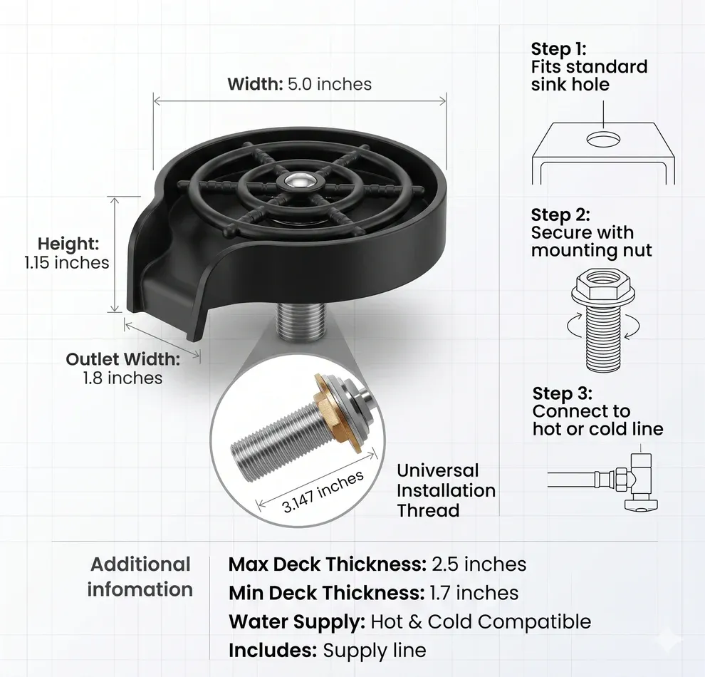 Automatic Cup Cleaner | High-Speed Water Jets | One-Tap Wash