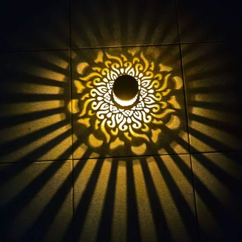 Stainless Steel LED Outdoor Garden Solar Wall Lamp Sunflower Design with Led Light for Landscape Lighting（2PCS）