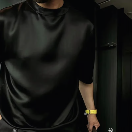 🔥High Quality Men's Mercerized Cotton Casual Solid Color Top and Shorts Two-Piece Set Loose fit, suitable for all occasions