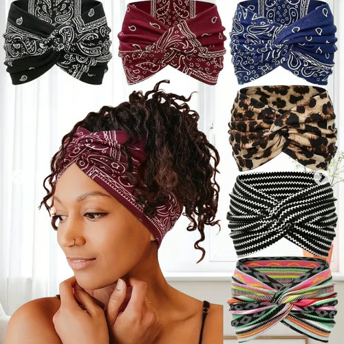 6pcs Printed cross yoga headband